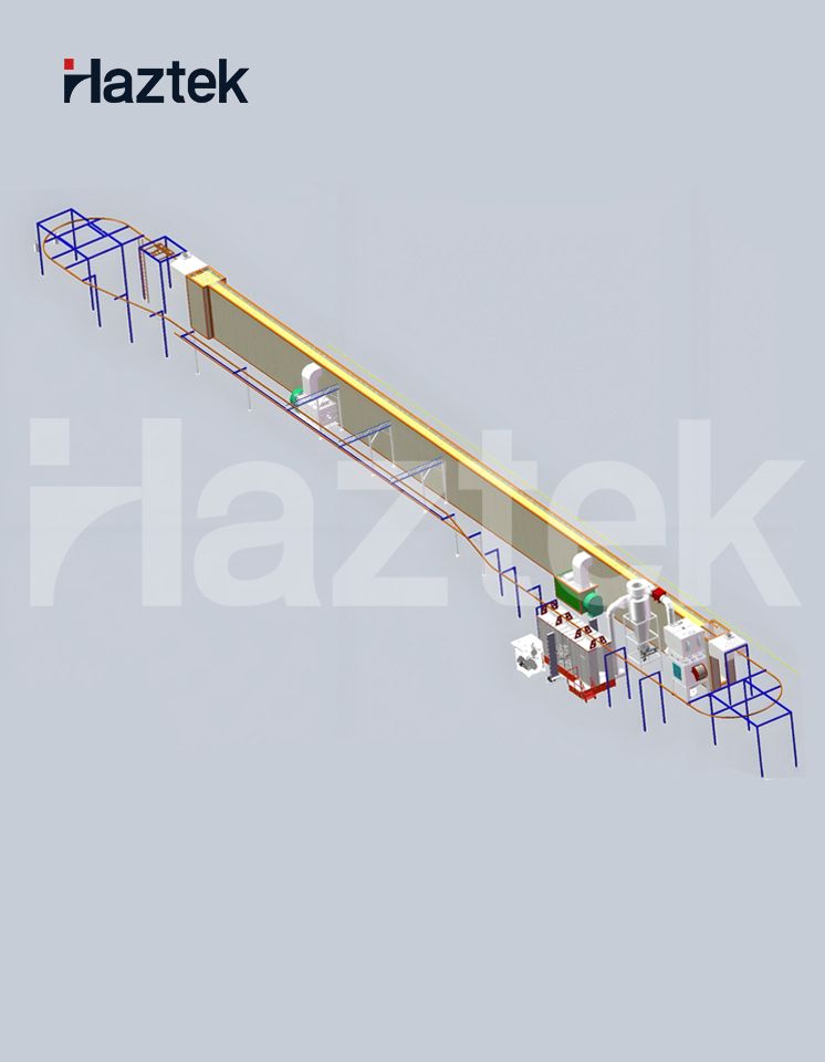 Haztek Vertical Automatic Powder Coating Line with Bridge-Type Furnace