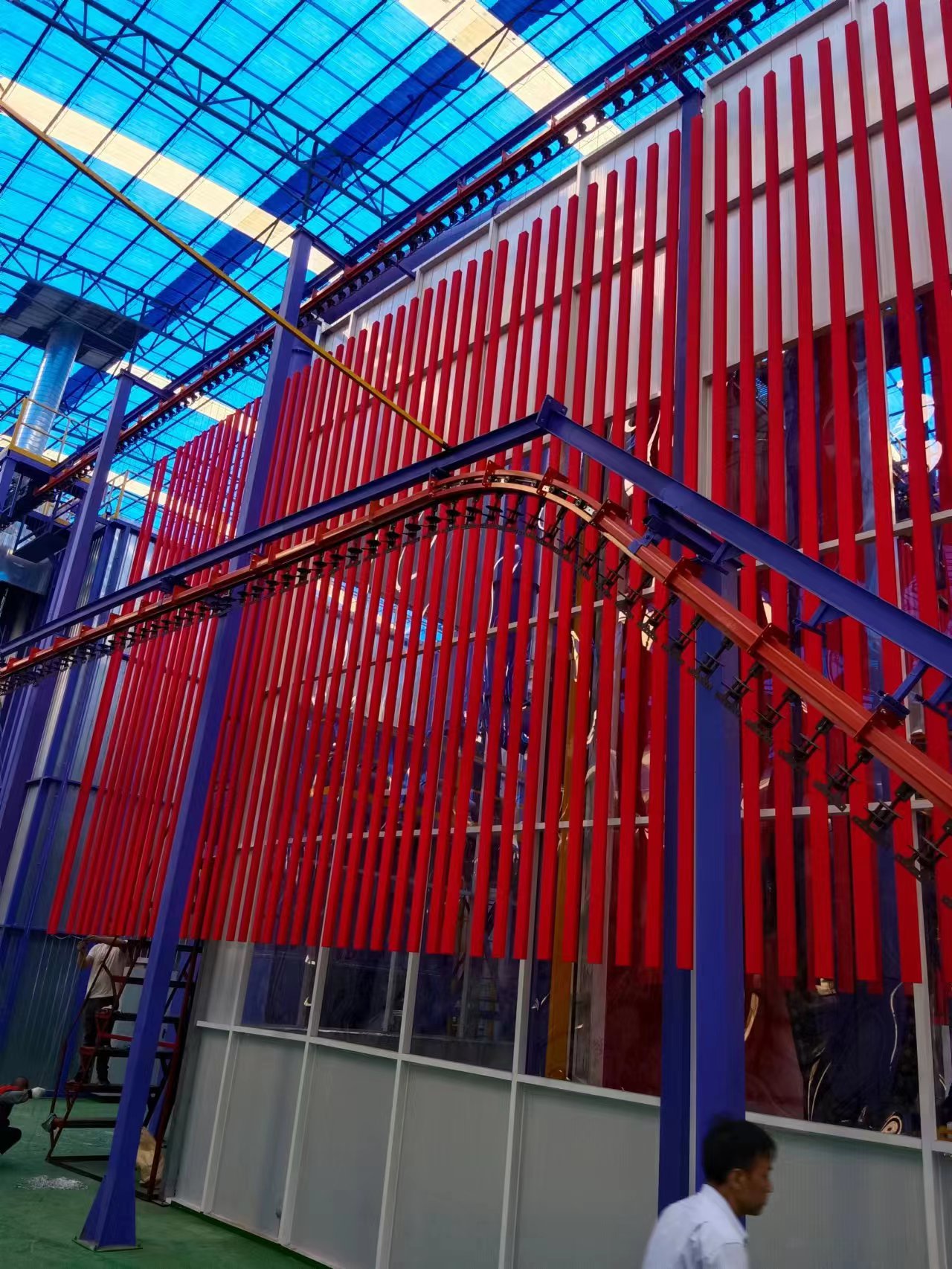 Haztek Vertical Automatic Powder Coating Line with Bridge-Type Furnace